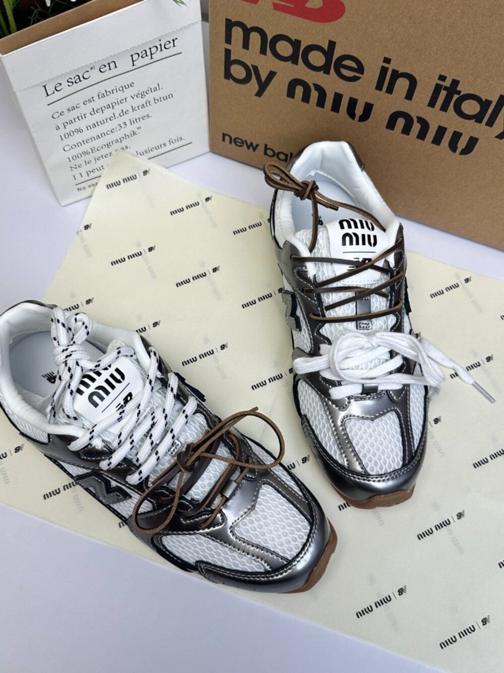 Women's MIU MIU Stylish Shoes Thin-Soled Low-Top Casual Silver Shoes US9/EU39 - Picture 7 of 9